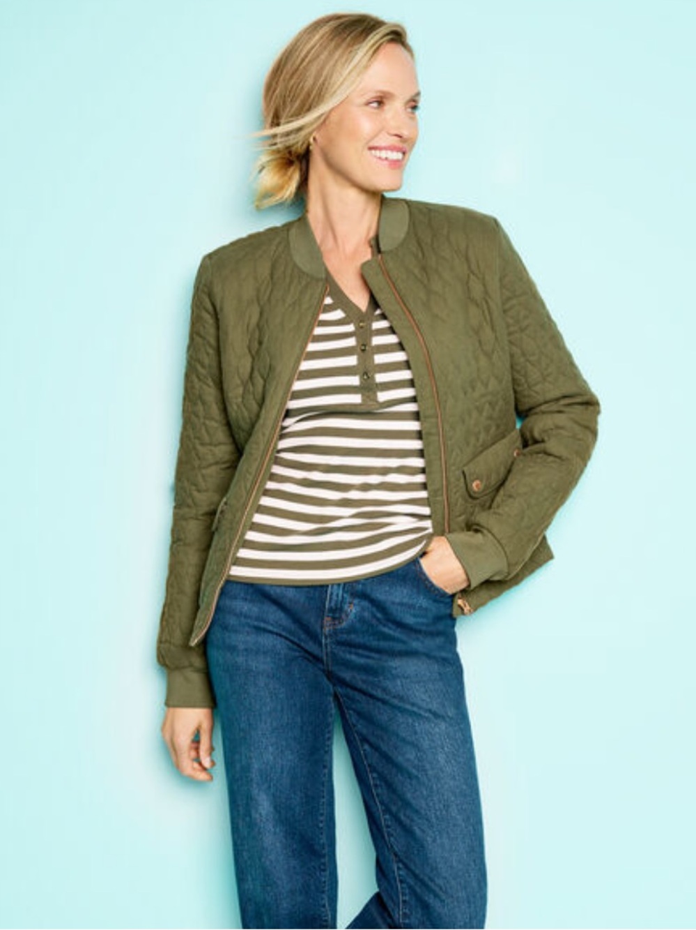TALBOTS QUILTED BOMBER JACKET SMALL